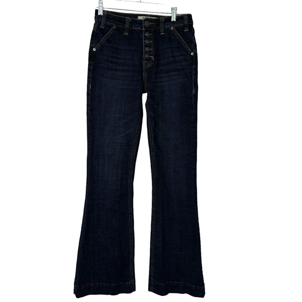Rock & Roll Jeans Womens Size‎ 26 Button Fly Blue Denim High Rise Trouser